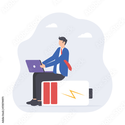 Overworked person feeling tired and drained Illustration 