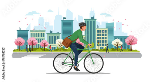 Bike Commute A Person Riding a Bicycle Through a City Park