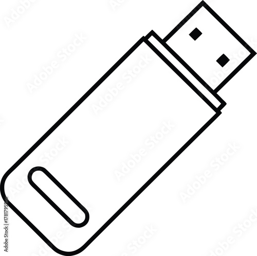 USB flash drive line art transparent background