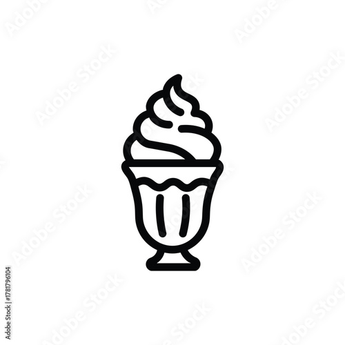Cold coffee cup line icon, outline illustration of take away cup with whipped cream topping, representing iced coffee, frappe, or cold drink beverage concept