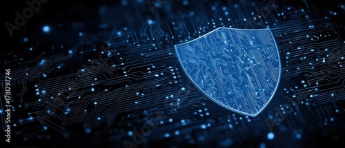 Wallpaper Mural Digital shield on circuit board cybersecurity concept Torontodigital.ca