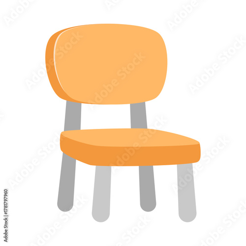 Illustration of an orange chair with gray legs on white background simple furniture