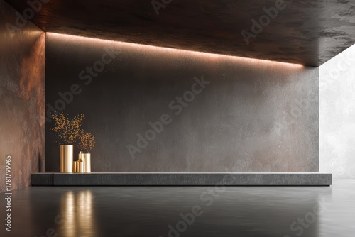 Modern interior design space with minimalist decor and stylish lighting in a contemporary setting