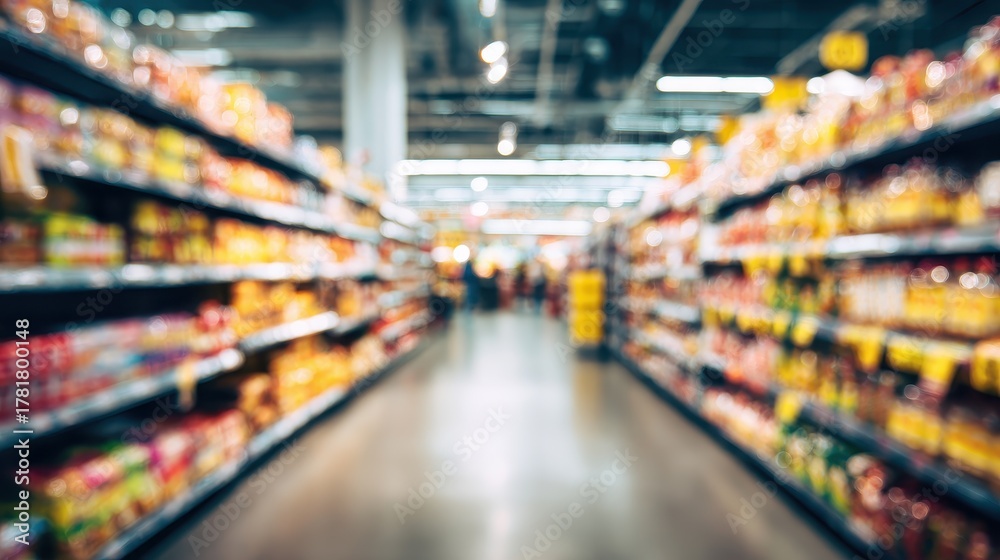 custom made wallpaper toronto digitalBlurry supermarket aisles filled with colorful products during busy shopping hours in a modern retail space