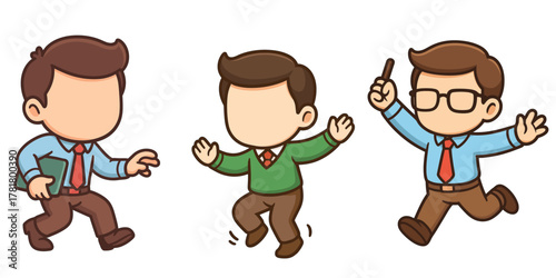 office worker jogging and celebrating jumping