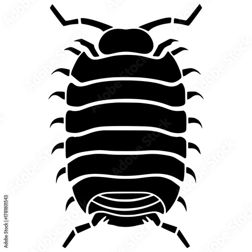 Solid black pill bug silhouette vector design.