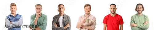 Group of men on white backg...
