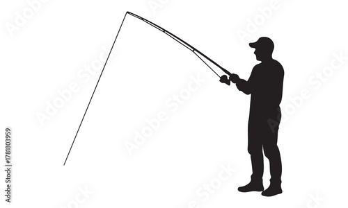 Fisherman casting rod silhouette
