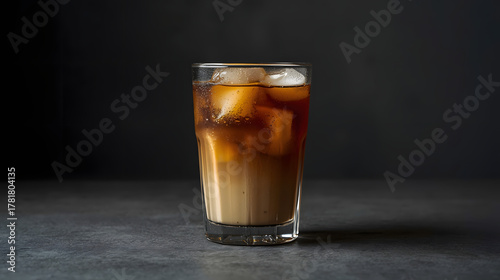 Wallpaper Mural Iced Coffee With Milk And Ice Cubes In Glass On Dark Background Refreshing Cold Drink For Summer Time Enjoyment Coffee Shop Beverage With Copy Space Torontodigital.ca