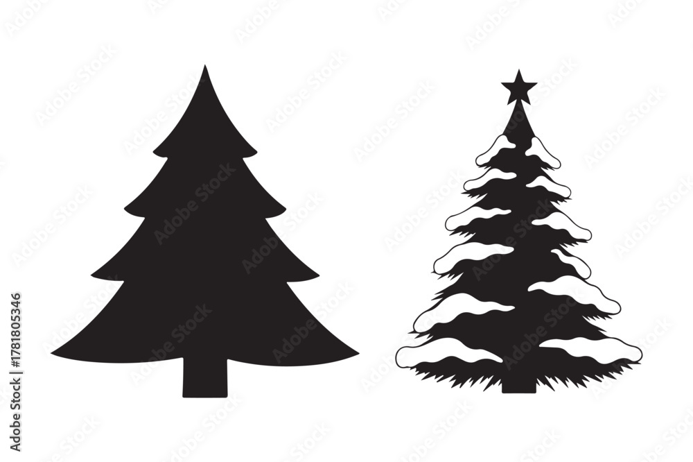 Fototapeta premium Christmas tree silhouette vector illustration, Set of Christmas tree silhouette