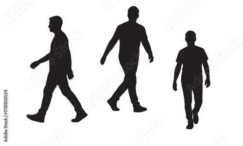 Three men walking silhouette