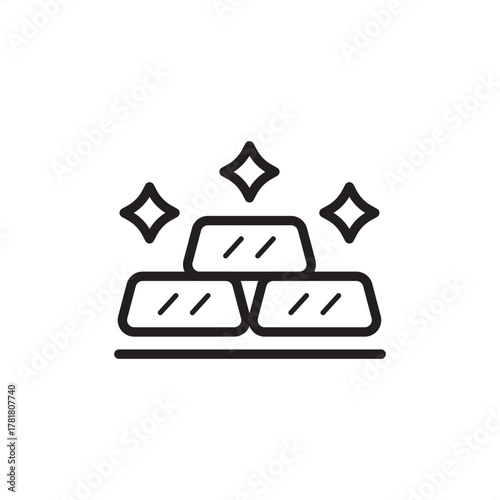 Precious metal icon symbolizing refined high-value commodities and wealth storage, representing modern finance, specialized resource production, and global economic and commodity systems.