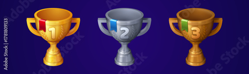 Cups for first, second and third place, win trophy