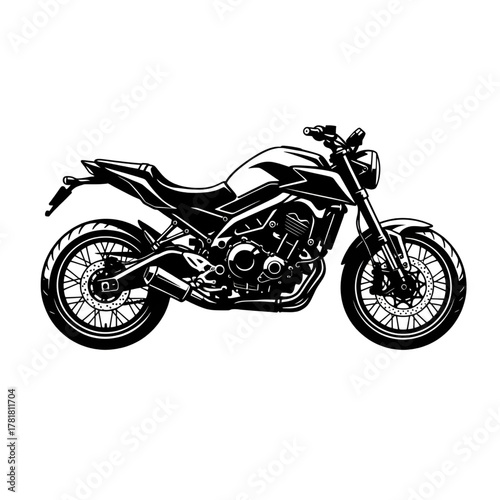 Motorcycle Silhouette Vector | Sport Bike Black Icon Illustration