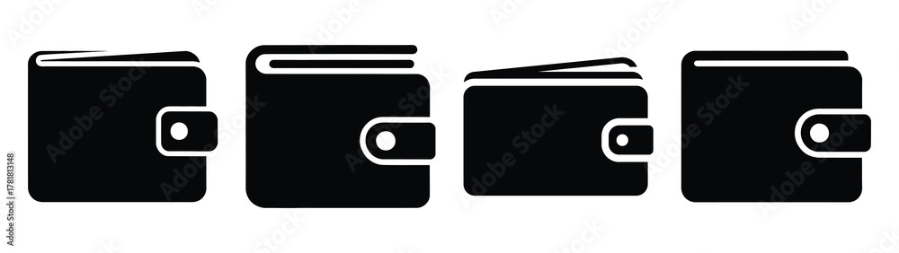 Εκτύπωση καμβά wallet minimal flat icon set, black color and white background