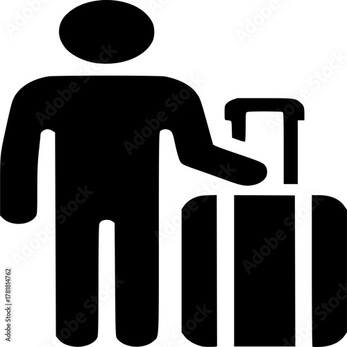 Traveler with Luggage: Simple silhouette of a traveler, poised with their luggage, ready for journey's adventures.