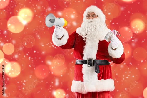 Santa Claus with gift cards...