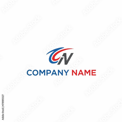 CN Company Logo Design with Abstract Swirls and Text.
