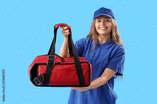 Female courier with thermal...