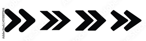 forward arrow minimal icon set, black color and white background