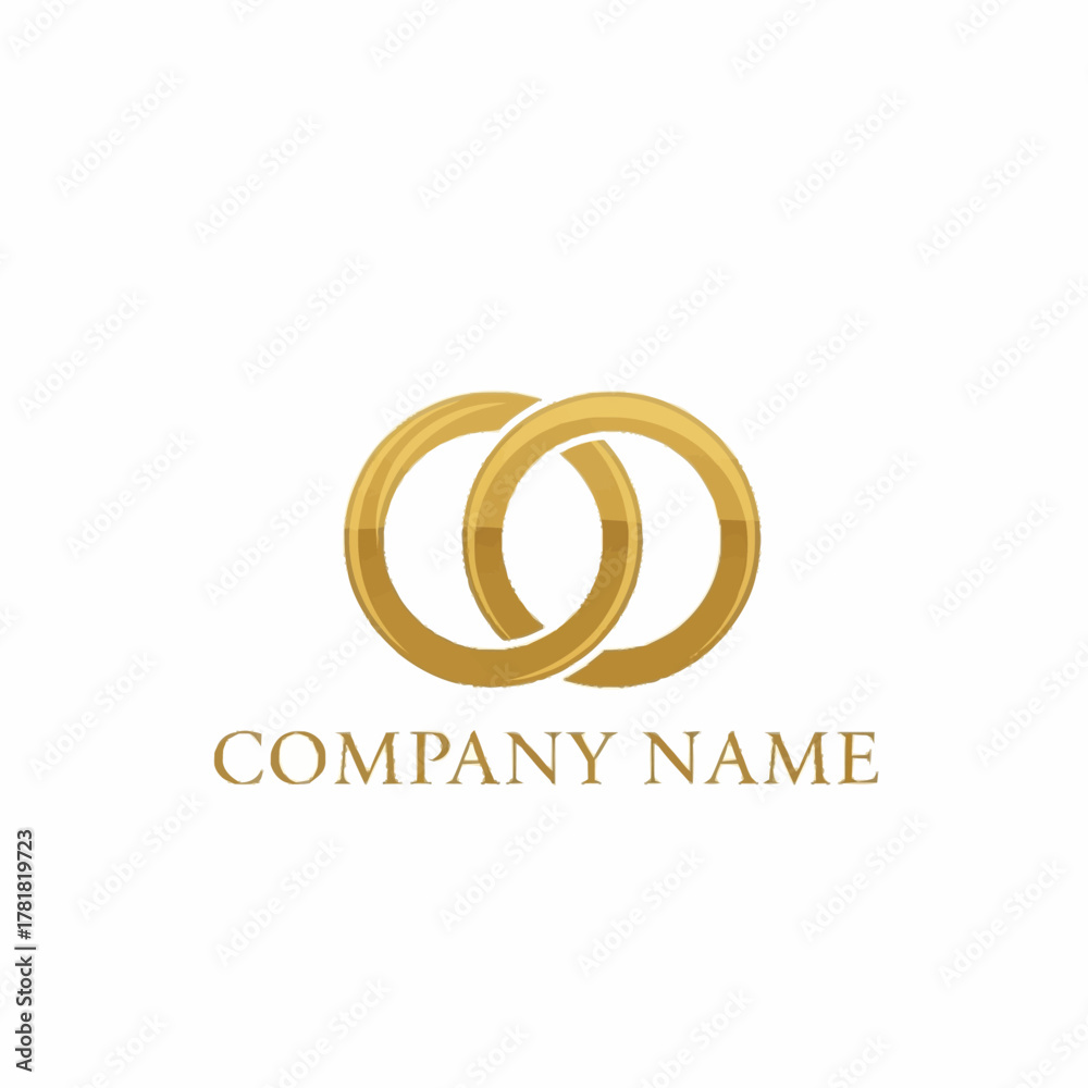 Fototapeta premium Elegant Golden Interlocking Rings Logo Design for Company Branding.
