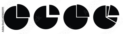 pie chart minimal icon set, black color and white background