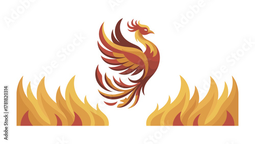 Phoenix Rising: An illustration of a phoenix rising triumphantly from flames, embodying themes of rebirth and renewal, showcasing artistic expression and symbolic representation.