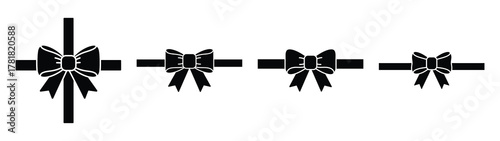 ribbon bow minimal icon set, black color and white background
