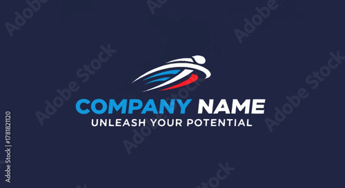 Dynamic abstract logo representing speed and achievement.