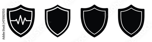 shield health minimal icon set, black color and white background
