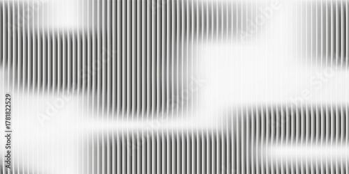 Vector ribbed glass texture background. Light grey white ribbed glass. Mesh gradient. acrylic ribbed bath surface. Ribbed glass background semitransparent overlay. Bath wall window