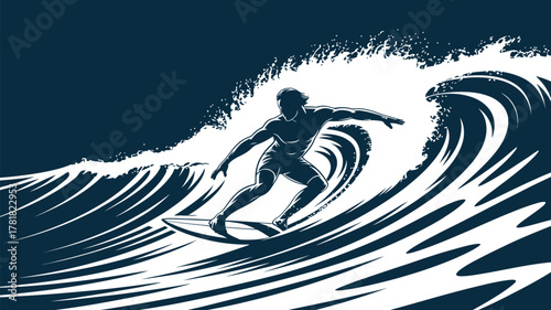 Dynamic surfer riding a powerful wave, feel the thrill of extreme water sports adventure, perfect for summer travel and lifestyle content inspiration
