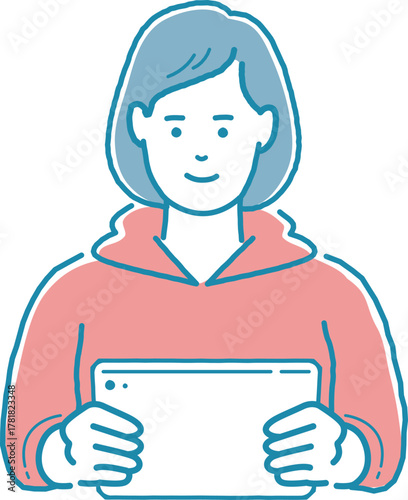 タブレットを使っている女性