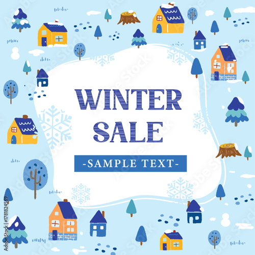 正方形の可愛い冬のイベント用背景素材