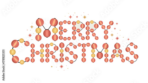 Festive Christmas Message: A cheerful Merry Christmas greeting, crafted in a stylish, abstract design of interconnected beads. It evokes a sense of holiday cheer, decorative arts.