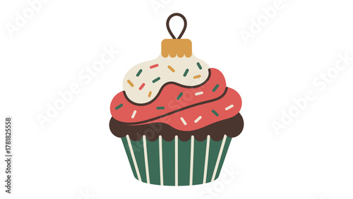 Festive Cupcake: A delightful holiday-themed cupcake, decorated with vibrant icing and sprinkles, captures the spirit of the season.