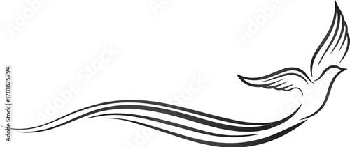 Illustration of dove flying isolated on white