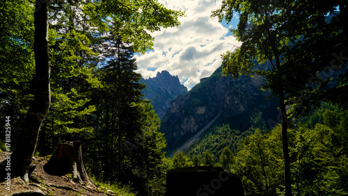 Tableau sur toile Paesaggi sul sentiero del Campanile di Val Montanaia nel Parco delle Dolomiti Fr