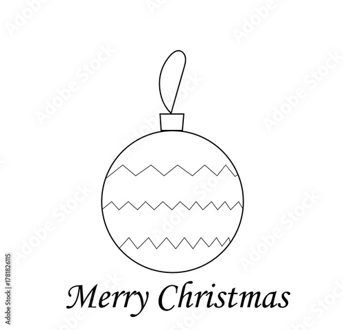 happy christmas text new year ball black outline,