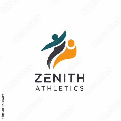 Dynamic abstract human figures logo for an athletics brand.