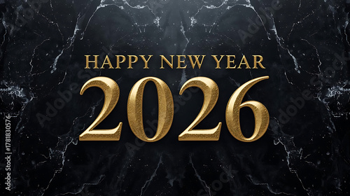 Golden Happy New Year 2026 on Dark Marble