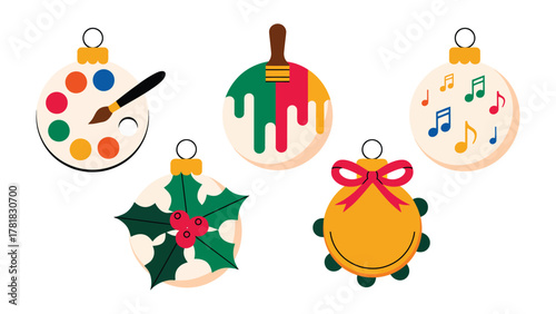 Festive Ornament Collection: A collection of meticulously designed Christmas ornaments, each showcasing a unique artistic style and joyful holiday theme.
