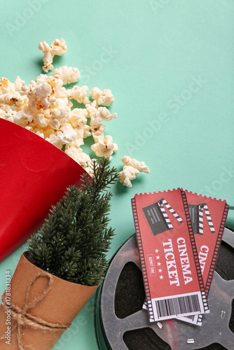 Film reel with cinema ticke...