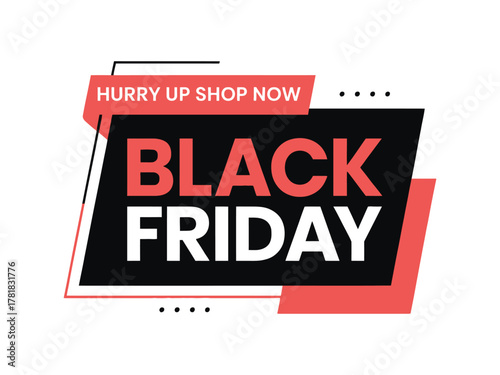 Black Friday sale announcement with a 'Hurry Up Shop Now' message.