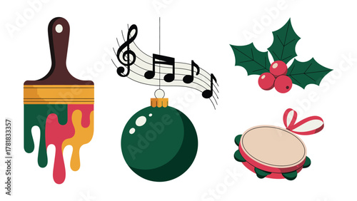 Festive Illustration Elements: A collection of festive illustration elements that embody the spirit of the season, these elements add touch to any project. 