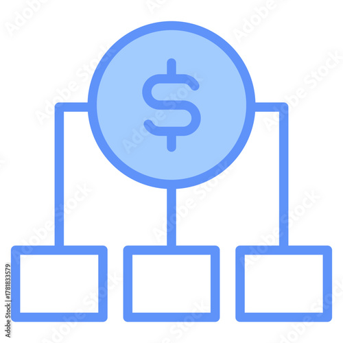 Money Allocation Outline Blue Color Icon