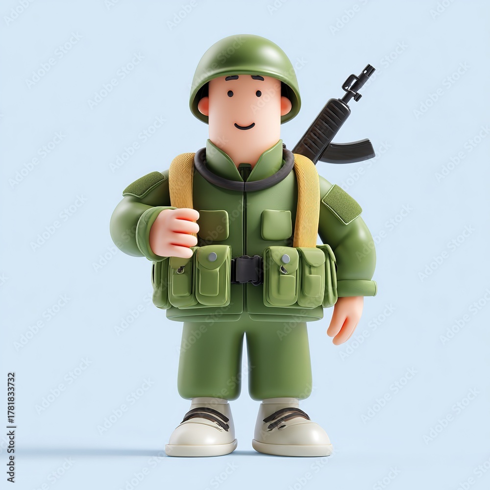 Obraz premium 3D Character Man Soldier Army with Military Uniform