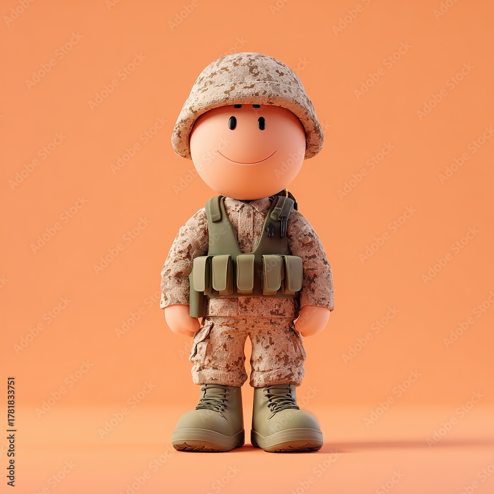 Obraz premium 3D Character Man Soldier Army with Military Uniform