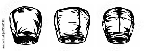 Three traditional paper sky lanterns sketch style offering diverse perspectives for celebration and decoration