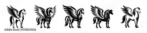 Majestic winged horse pegasus standing proudly mythical creature fantastical being artwork